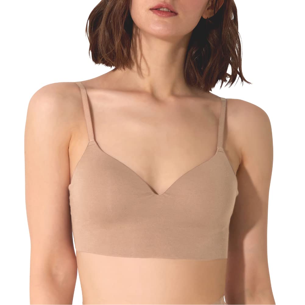 

Gunze Kira Cotton 3D Molded Organic Fitte Brilliant L Non-Wired Bra, Labo, Blend, Cup, Cotton, KB3055K, Women s, Mocha,