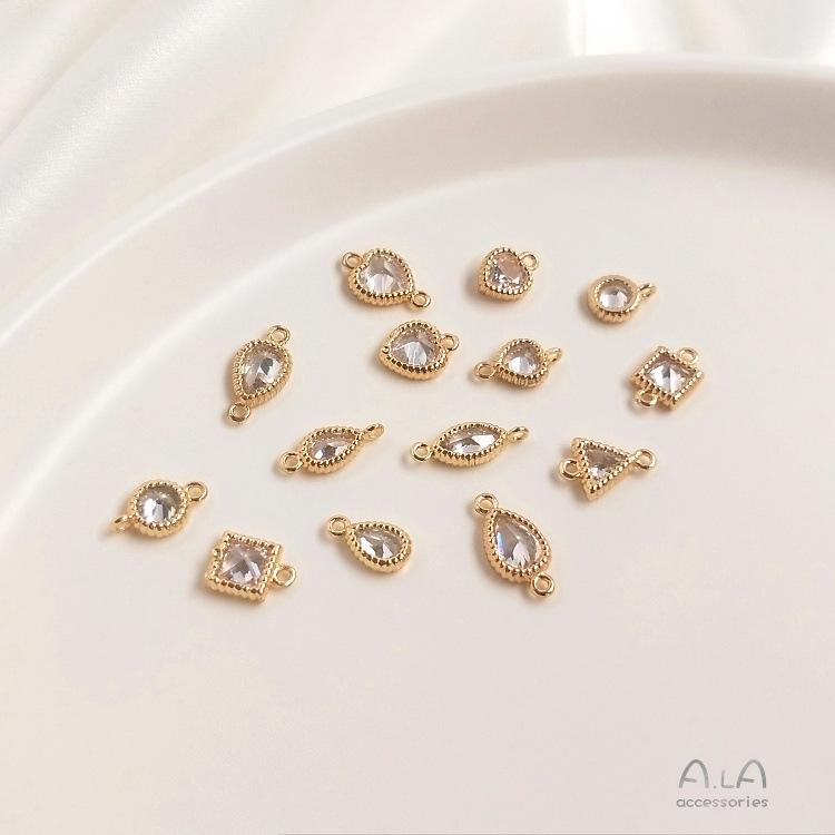 14K Gold-Plated Zircon Heart Teardrop Geometric Pendant