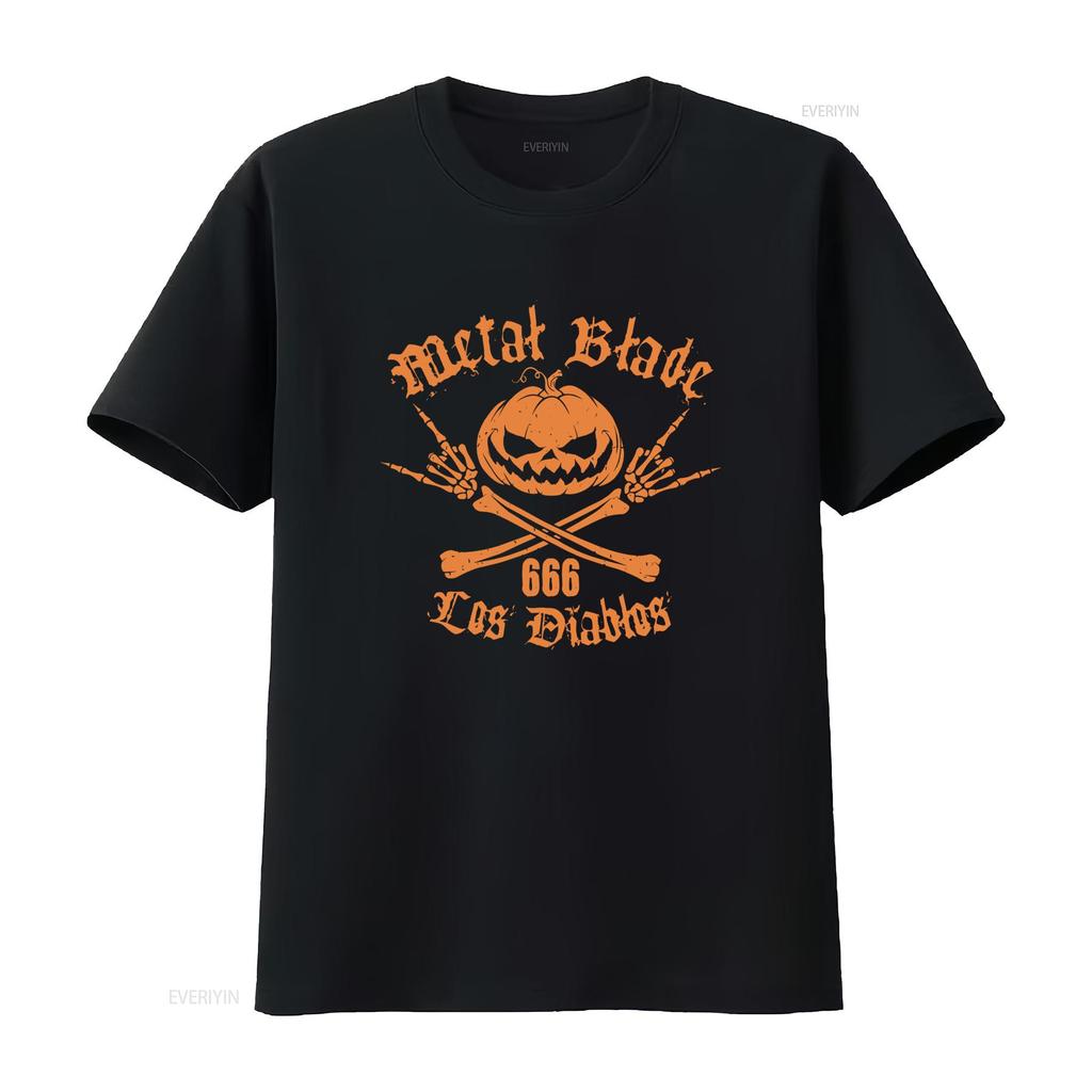 Los Diablos By Metal Blade Records Halloween Totenkopf Knochen T-Shirt vintage Gewaschen Weich Bequem Leicht für Männer Dehnbar