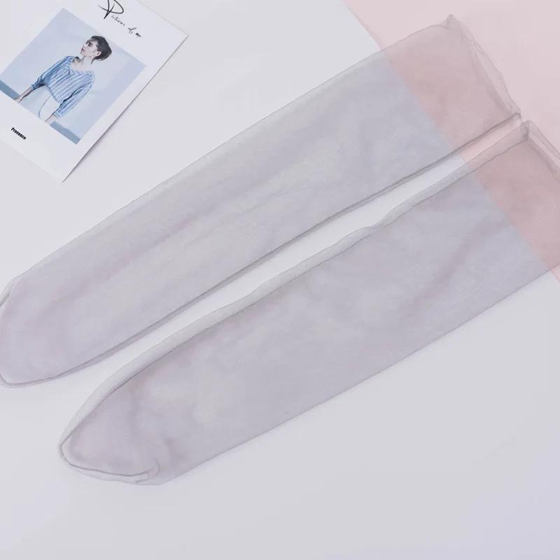 Summer Thin Mesh Socks Women Ultra-Thin Transparent Nylon Loose Long Socks Casual Solid Color Breathable Middle Tube Socks Sox