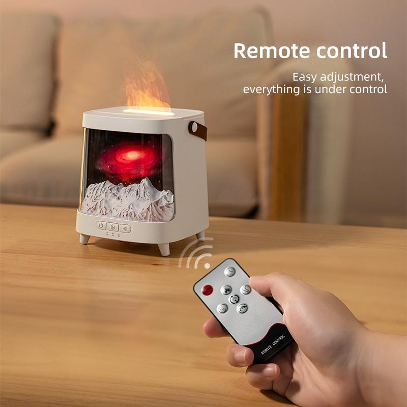 New Flame Aromatherapy Diffuser with Colourful Aurora Effect 200ml Remote Quite Fine Mist Air Humidifier for Table Decor Gifts