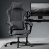 Gaming Chair Fabric Office Chair, Massage Gaming Chair with Headrest, Ergonomic Racing Gaming Seat with Footrest (black)
