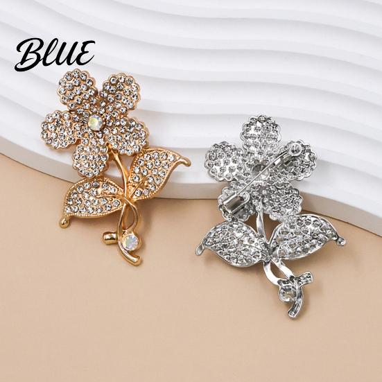 Women Decorative Pin Vintage Rhinestone Flower Brooch Floral Alloy Lapel