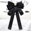 Pearl Black Ribbon Pin Beads Ribbon Badge Brooch Sweet Black Bow Necktie  Parties