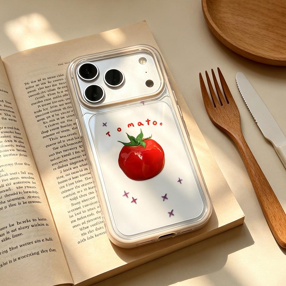 Tomatoes are suitable for anti-drop contrasting colors Apple 17/16 Pro mobile phone case Spring OPPO Xiaomi creative iPhone15