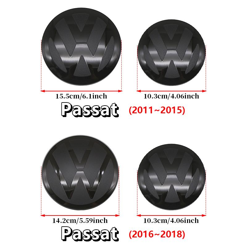 2pcs Front Rear Emblem For VW Passat 2011-2018 Modified Black Flat Mirror Logo Cover Stickers Accessories Extra Pro Plus Value QS0