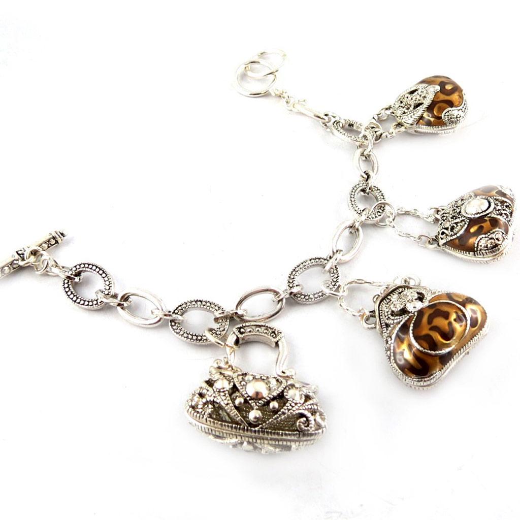 Les Trésors De Lily [F4699] – Silberbraunes Designer-Armband „Belle Epoque“.