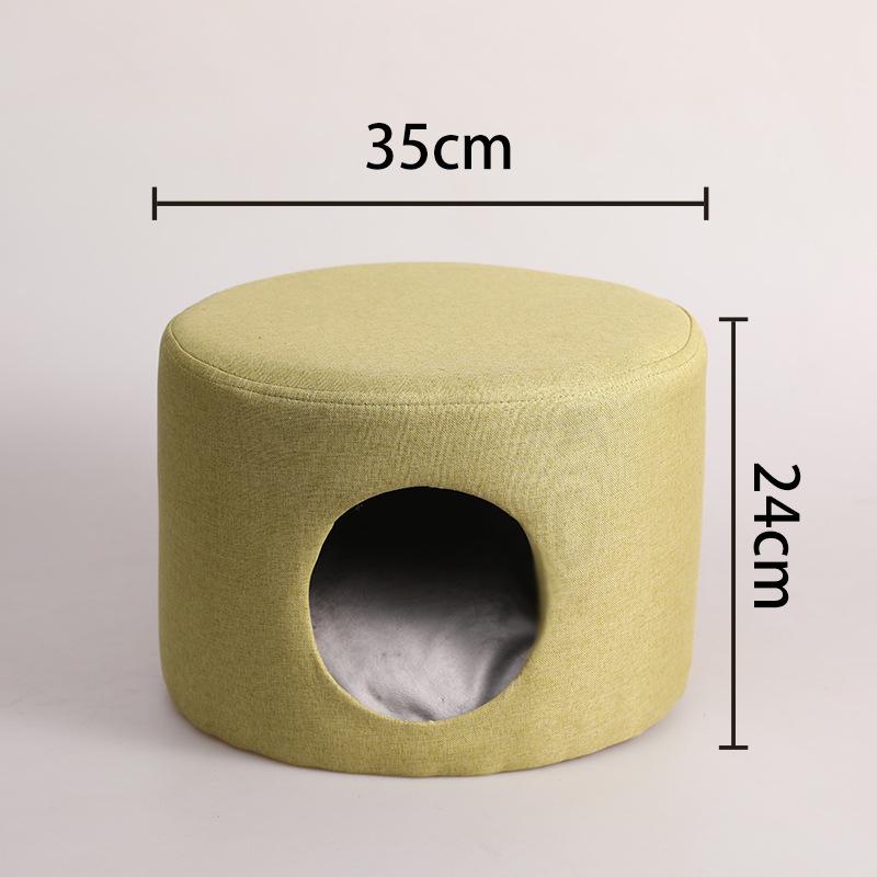 Solid Wood All-Season Cat Bed Stool: Warm Winter Semi-Enclosed Pet Bed for Kittens and Puppies