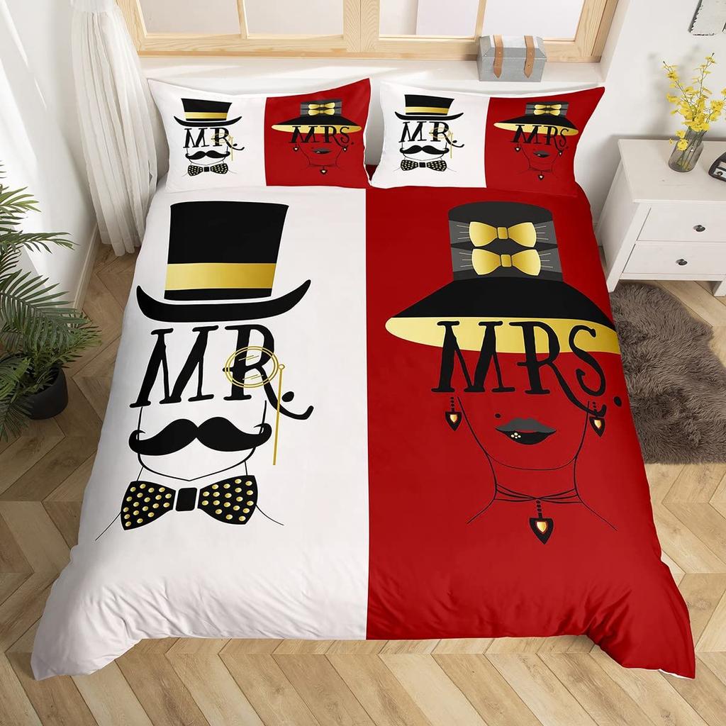 Cat Side And My Side Duvet Cover Set Queen Size Black White Cat Bedding Set Modern Romantic Theme Comforter Cover Set For Couple