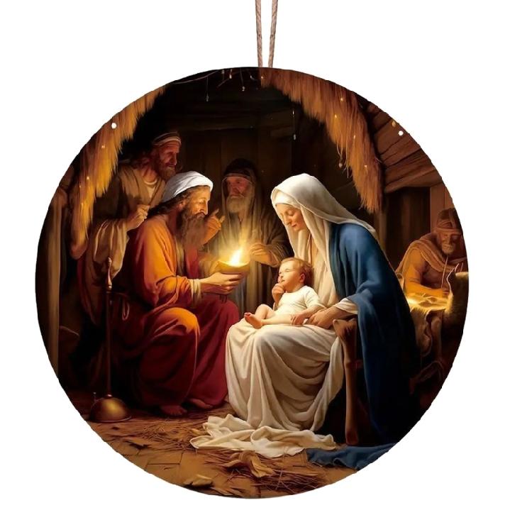 Elegant Acrylic Nativity Ornament Handmade Birth Hanging Ornament Accessory Enhancing Christmas Atmosphere