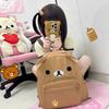 Homemade high-value Japanese cute canvas brown embroidery bear versatile student soft girl backpack super cute schoolbag