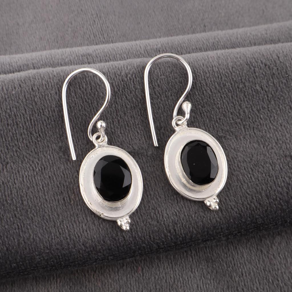 Black Tourmaline Earrings Gemstone Jewelry, 925 Sterling Silver Earrings, Handmade Amazing Earrings Jewelry