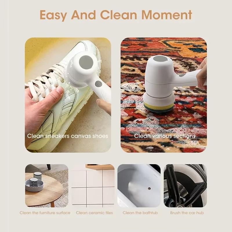 Powerful High-Efficiency Portable Wireless Electric Cleaning Brush USB Rechargeable Multi-Function for Kitchen Bathroom Balcony