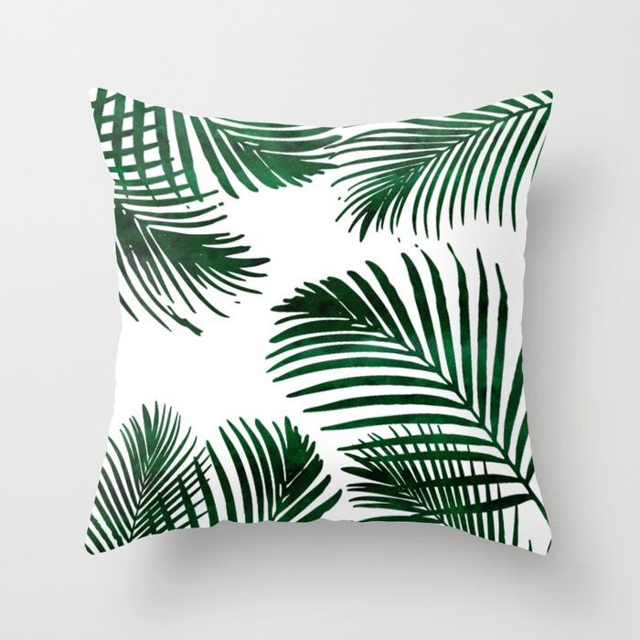Fashionable Tropical Plant Polyester Pillowcase Office Fabric Sofa Cushion Cover Home Peach Leather Velvet Pillowcase