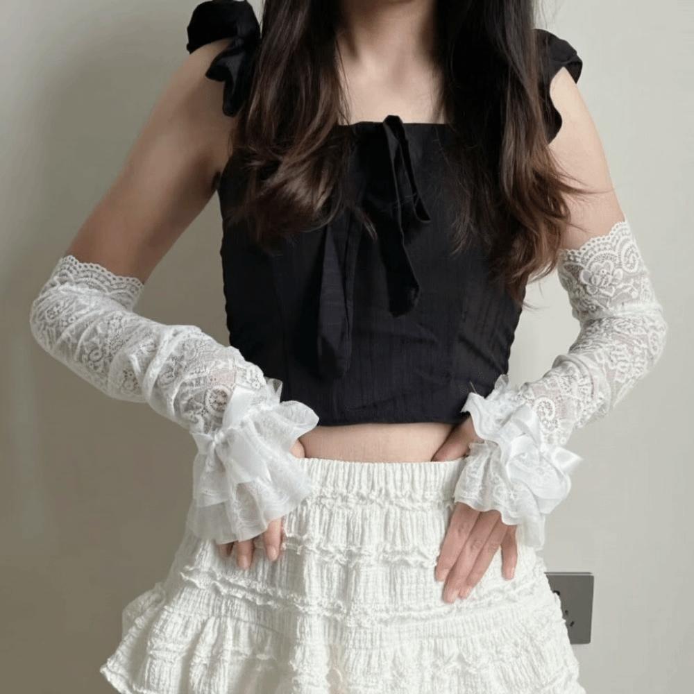 Lolita Sun Protection Sleeve Elastic Sunscreen Arm Sleeve Sweet Long Sleeved Arm Cover Driving