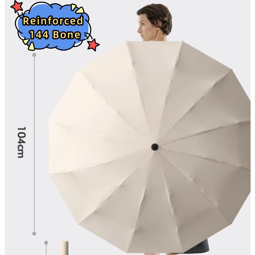 1PCS Large Automatic Reinforced 72-Bone UV Sun & Windproof Men's Folding Umbrella, Heavy Duty Rain & Wind Protection for Men