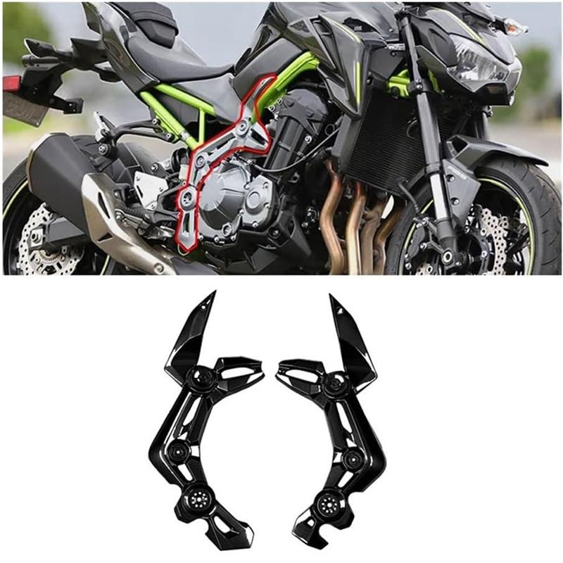 A28G-Motorcycle Side Frame Cover Panel Fairing Guard Protector For Kawasaki Z900 2017- Accessories Glossy Black