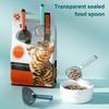 2-in-1 Pet Food Scoop with Bag Clip Multi-Function Dog Food Spoon for Dogs Cats Long Handle Transparent Pet Measuring Cup for Portion Control