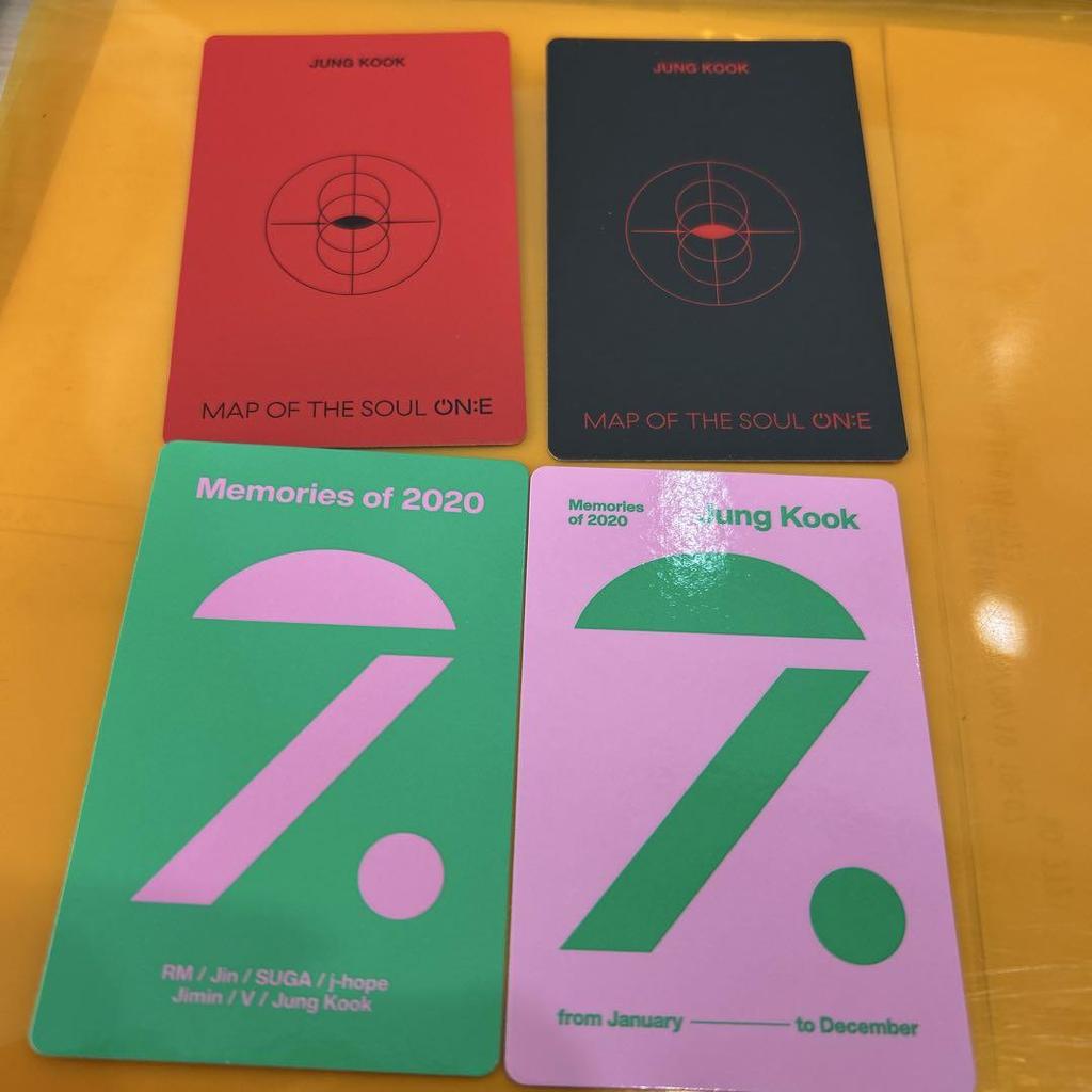 [USED] BTS Jungkook trading cards (4 cards) Memories 2020 FESTA