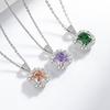 2026 Colored Treasure Ice Flower Cut Sugar Cube Necklace Super Flash High Carbon Diamond Electroplated Real Gold Pendant
