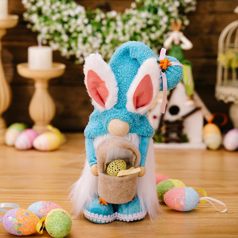 

Cute Easter Gnome Decoration Featuring Soft Fabric Egg Hat In Bright Colors For Holidays синий