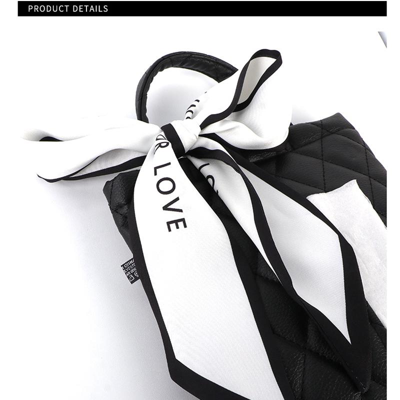 Fashion Silk Ribbon Bowknot Car Back Seat Headrest Tissue Holder Auto Hanging Paper Towel Bag Cover Styling Car Accessories