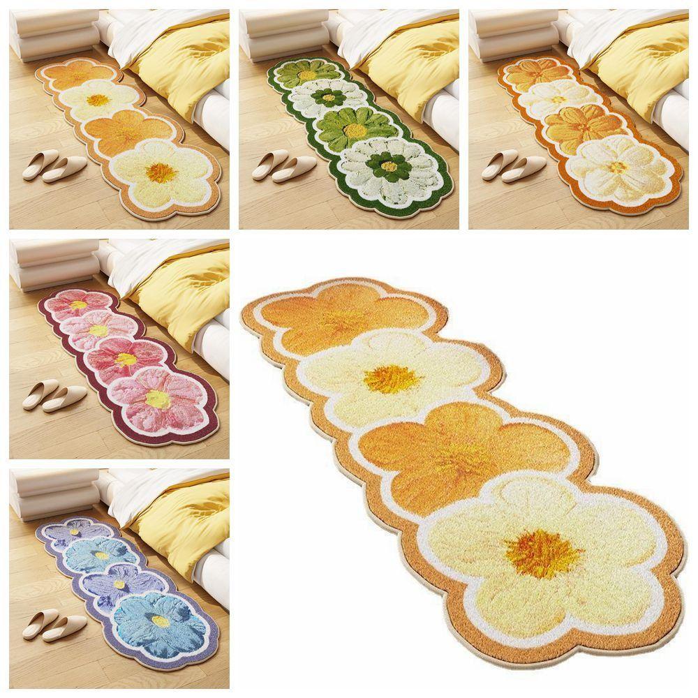 

Flower Pattern Bath Door Foot Rug Non Slip Floral Carpet New Long Carpet Color 3
