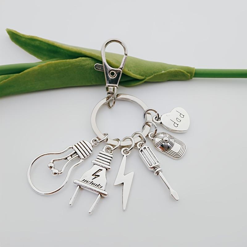 Father s Day Gift: Dad Keychain with Hammer, Wrench & Screwdriver Pendant серебряный