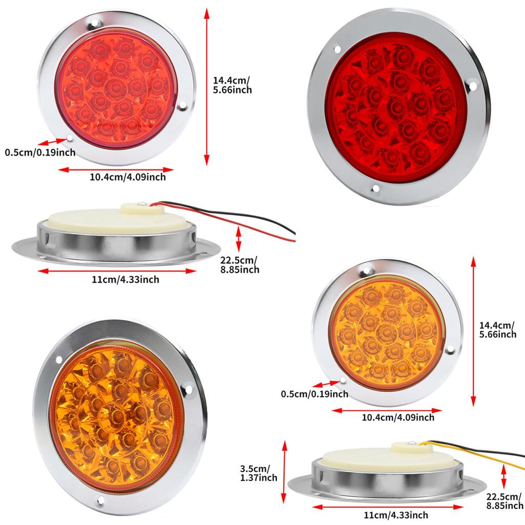Aoling Truck Tail Lamp Trailer Tail Light Truck Tail Lamp Boat Trailer Tail Light Trailer Tail 16 Plated Turn Signal Truck Tail Lamp 24V 4 Pieces