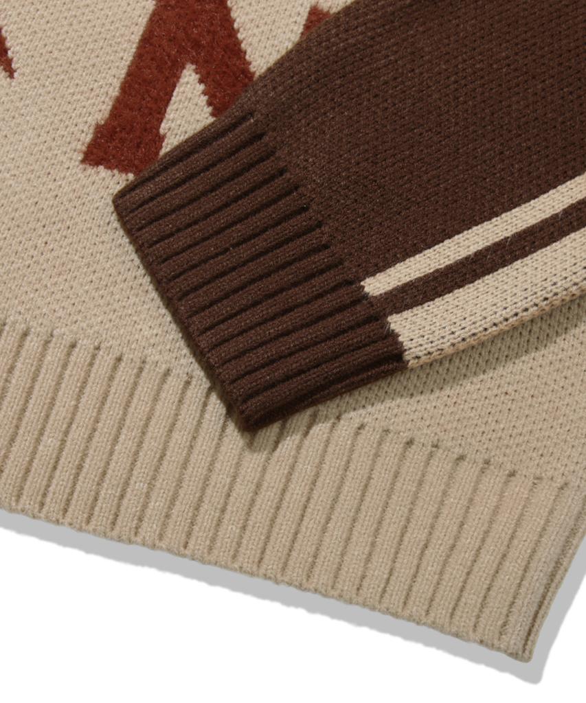 TRILLION Washable Raglan Hairy Graphic Track Knit_Beige