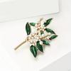Vintage Enamel Green Leaf Pearl Flower Brooch - Elegant Unique Design, Unisex Luxury Jewelry, Perfect Holiday Gift