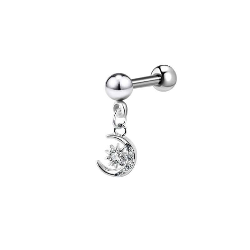 Edelstahl Zirkonia Hantel Knorpelohrringe mit Teufelsteckern, Auf Lager