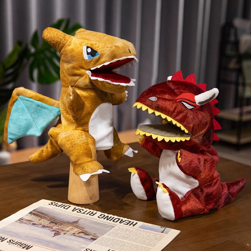 Cartoon Simulation Dinosaur Velociraptor Hand Puppet Plush Toy Doll Fire Breathing Dragon Doll Ventriloquism Hand Puppet Doll