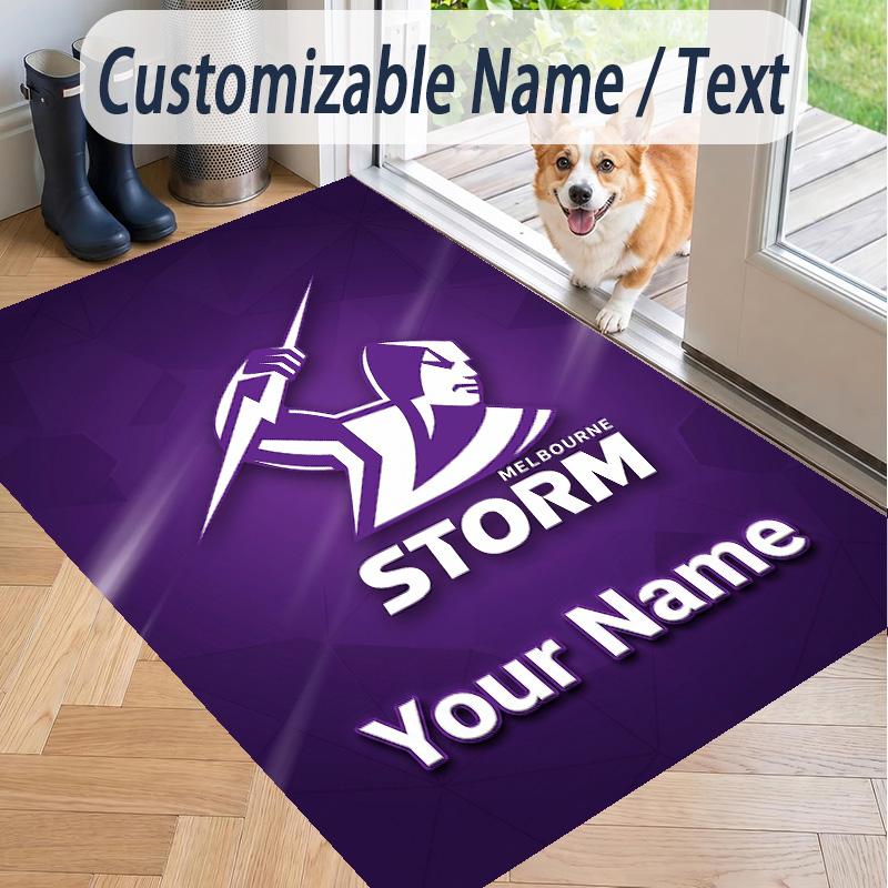 Custom Text Printed Rug Melbourne Storm Non Slip Floor Carpet For Home Room Decor