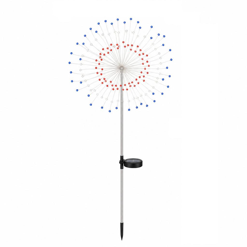 LED Solar Garden Stake Light Outdoor Decorative Firework Shape Landscape Lamp with Multiple LED Bulbs for Yard Pathway Patio Decoration