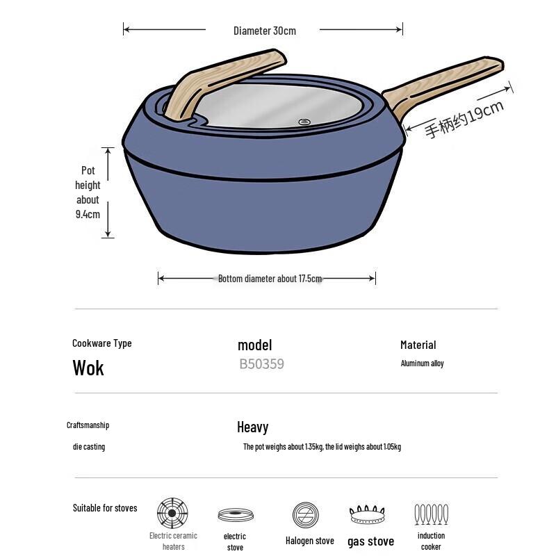 COOKER KING 28cm Non-stick Die-Cast Flat Bottom Stir-fry Pan