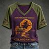Women's Fashion Casual Halloween Print T-Shirt Neck Pullover Top for Fall Outfits