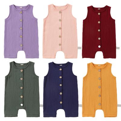Baby Solid Cotton Onesie Sleeveless Bodysuit Summer Breathable Vest Romper for Newborns