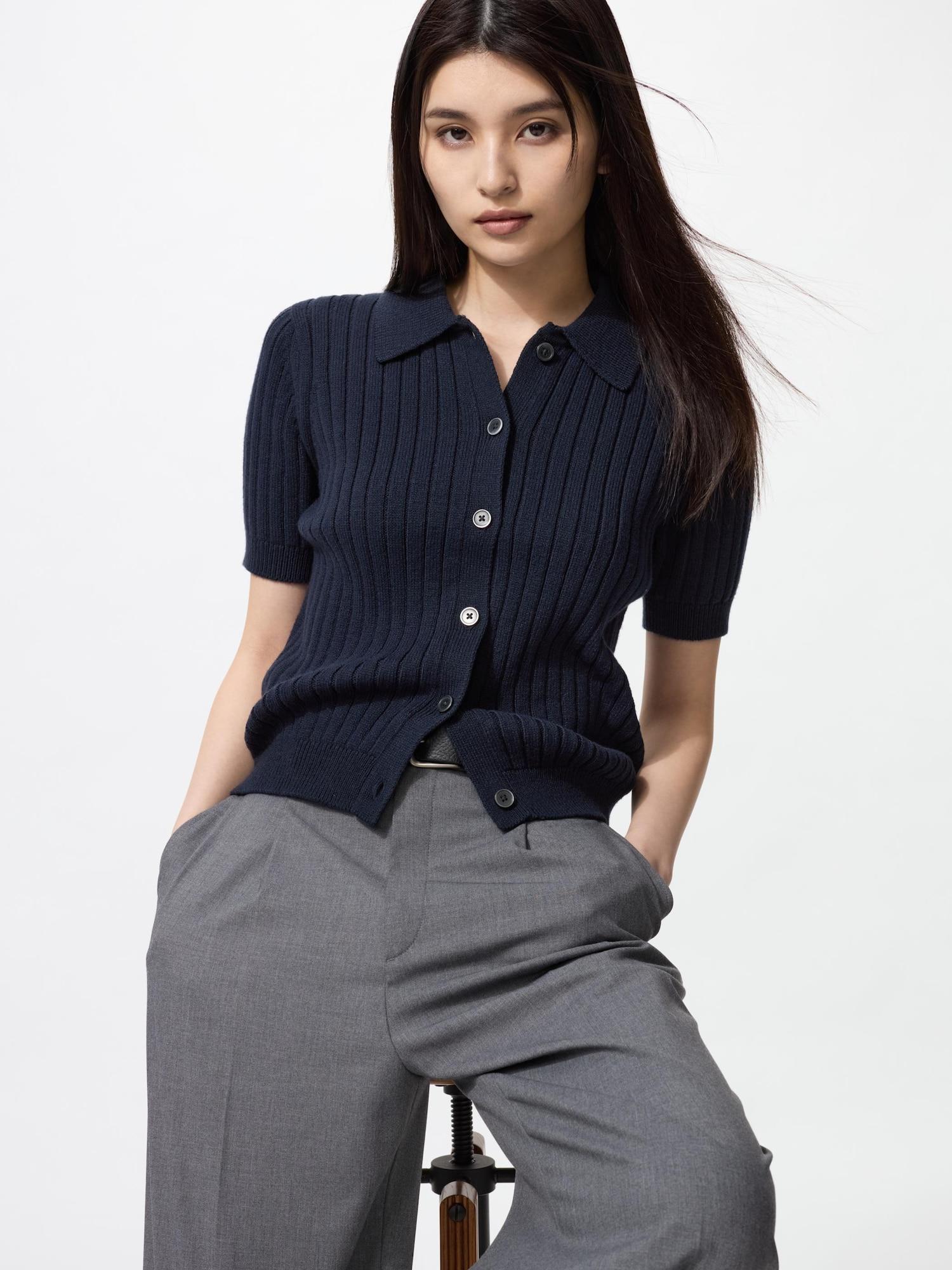 

Кардиган-поло Uniqlo Rip с коротким рукавом 69 NAVY/WOMEN XL