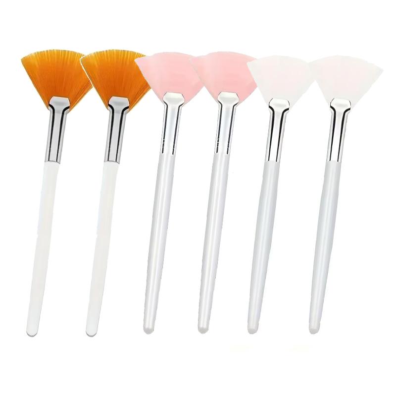3/6/12 stuks Praktische Gezichtsborstels Waaiervorm Borstel Platte Kop Gezichtsmasker Applicator Zacht Draagbare Maskerborstels Cosmetische Hulpmiddelen