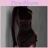 European Style Velvet Turtleneck Dress With Lace Hem For Evening Parties