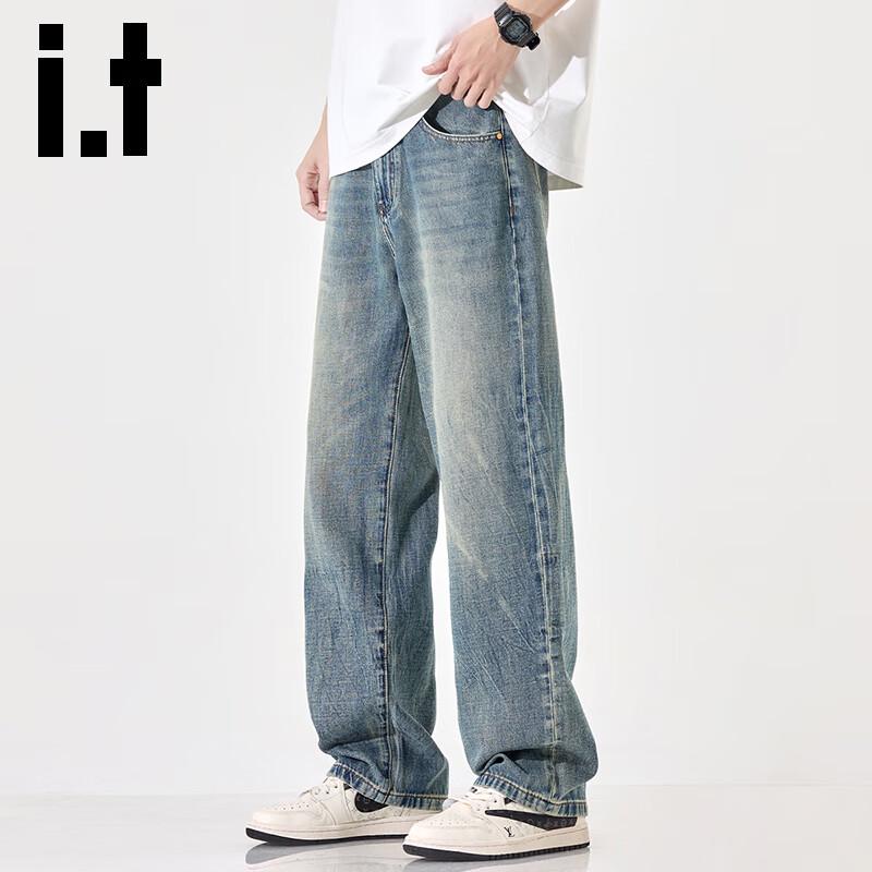 

izzue it Мужские джинсы из выстиранного денима свободного прямого кроя 38