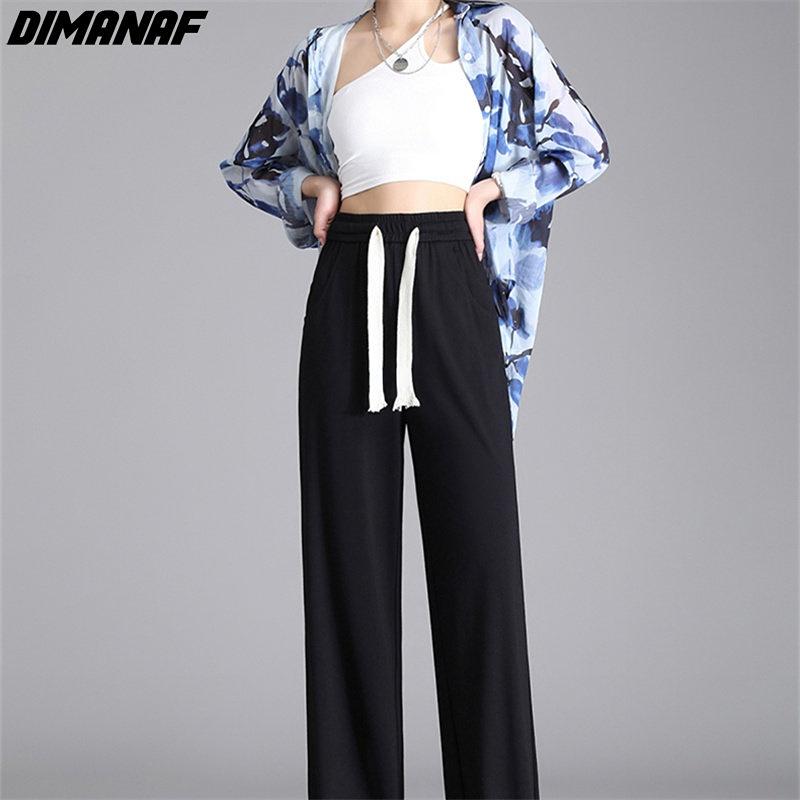 DIMANAF 2023 Plus Size Spring Pants Women Elastic Pants Loose Casual Female Harem Trousers Pants Pink 5XL