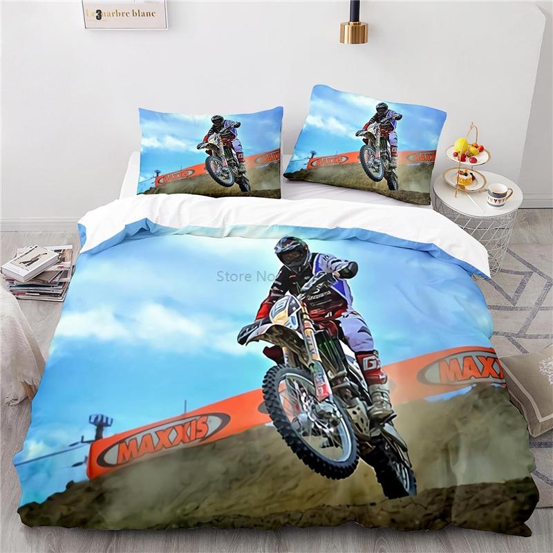 Stunt Off-road Motorcycle 3d Printed Bedding Set Duvet Cover Set with Pillowcase Twin Full Queen King Size Bedclothes Bed Linen