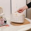 Grid Pattern Stylish Makeup Pouch Large Capacity Portable Travel Toiletries Bag