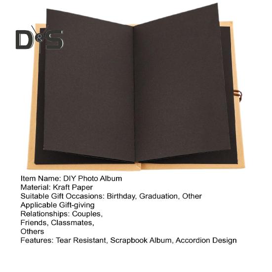 Accordion Photo Album Stretchable Kraft Paper Scrapbook Folding DIY Souvenir Book Scrapbook Album Gift for Wedding Birthday Graduation