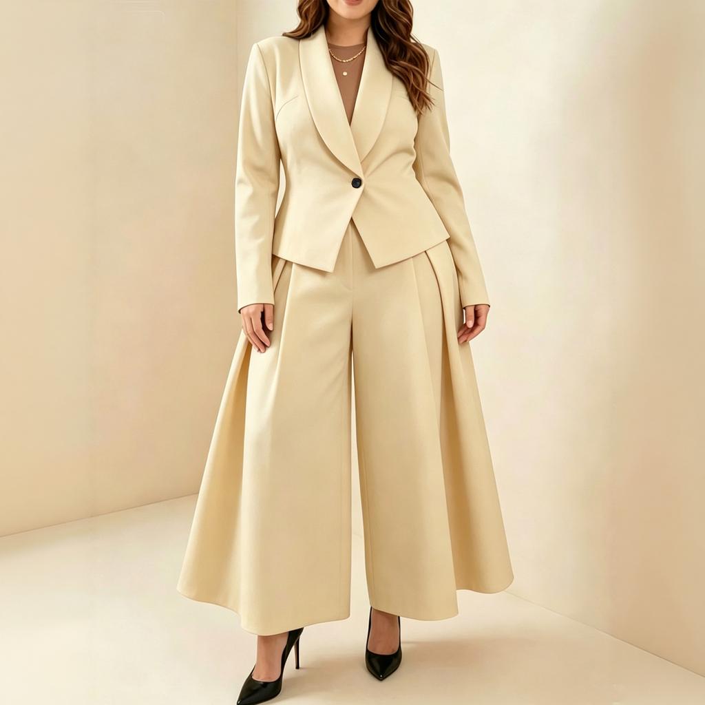 Women's Wide Leg Pants Two Piece Set for Business Commuting and Wear