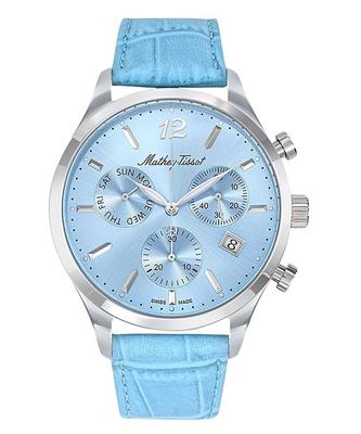 Relógio masculino Urban Chrono com pulseira de couro e mostrador azul de quartzo H411CHALSKY