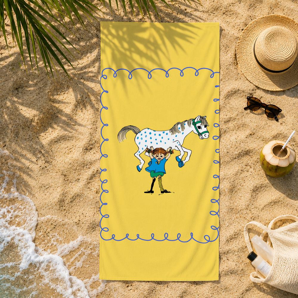 Asciugamano Classico P-Pippi Calzelunghe in Microfibra Ultra-Fine Asciugatura Rapida Assorbente, Asciugamano da Spiaggia per Vacanze al Mare e Nuoto