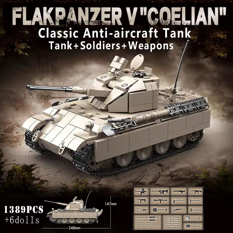 Military World War II Weapons Tiger Heavy Panther Leopard Medium Churchill Tank Building Blocks WW2 Army City Bricks Kids Toys